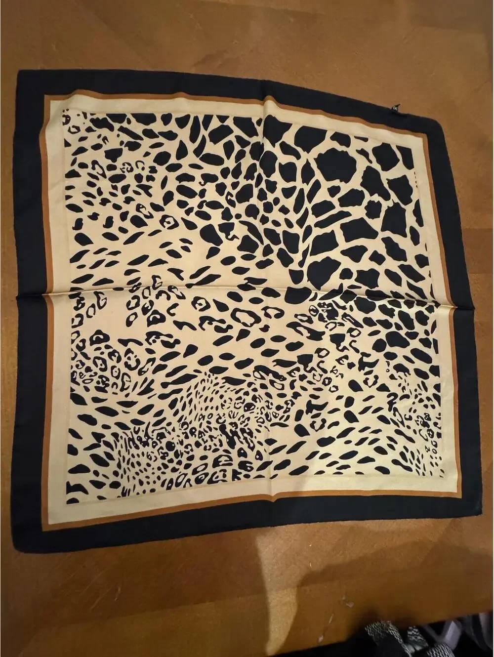 Animal Print Square Scarf with Black and Brown Border #116